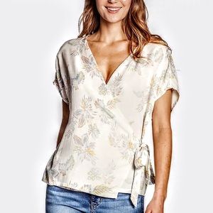 Eddie Bauer Tranquil Tie Short-Sleeve kimono  wrap shirt 2x